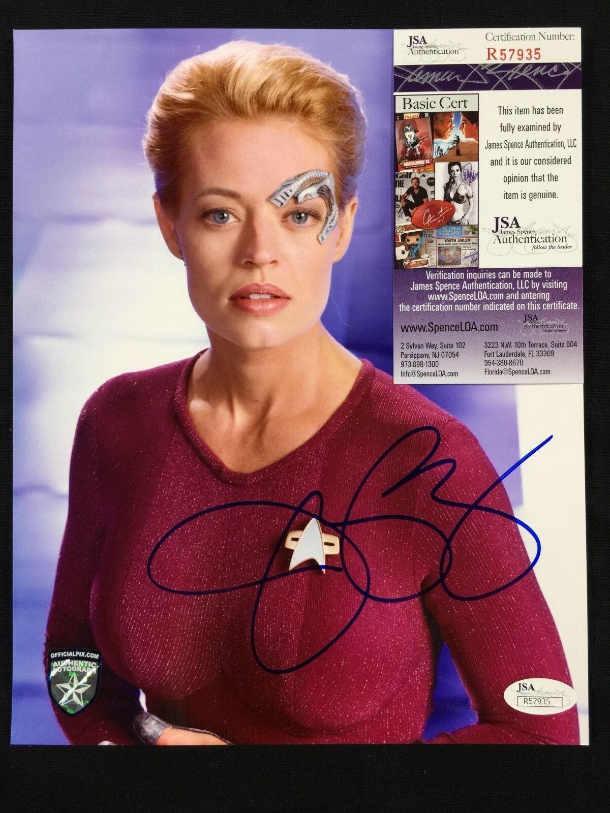 Jeri Ryan 7 of 9 Signed Autogragh JSA COA 8 x 10 photo Star Trek Voyager