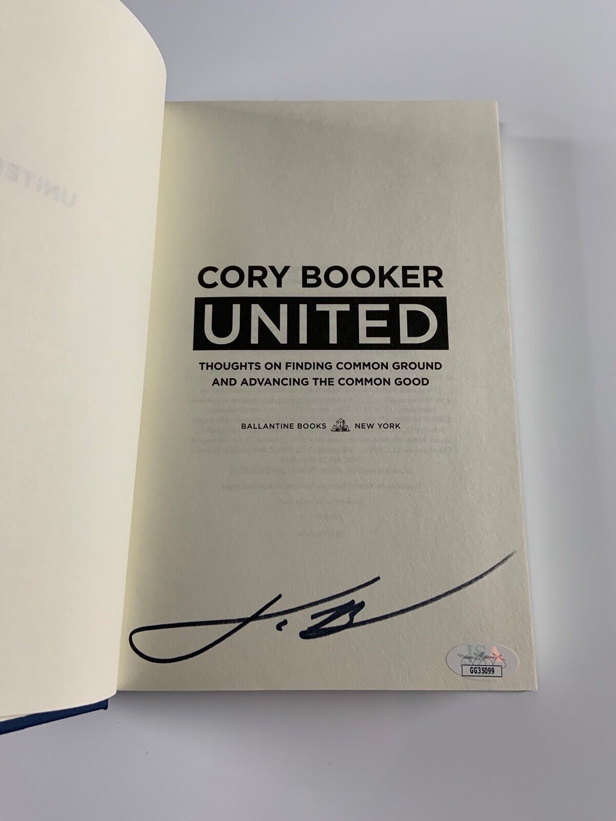 Cory Booker Signed Autograph Book JSA COA First Edition United