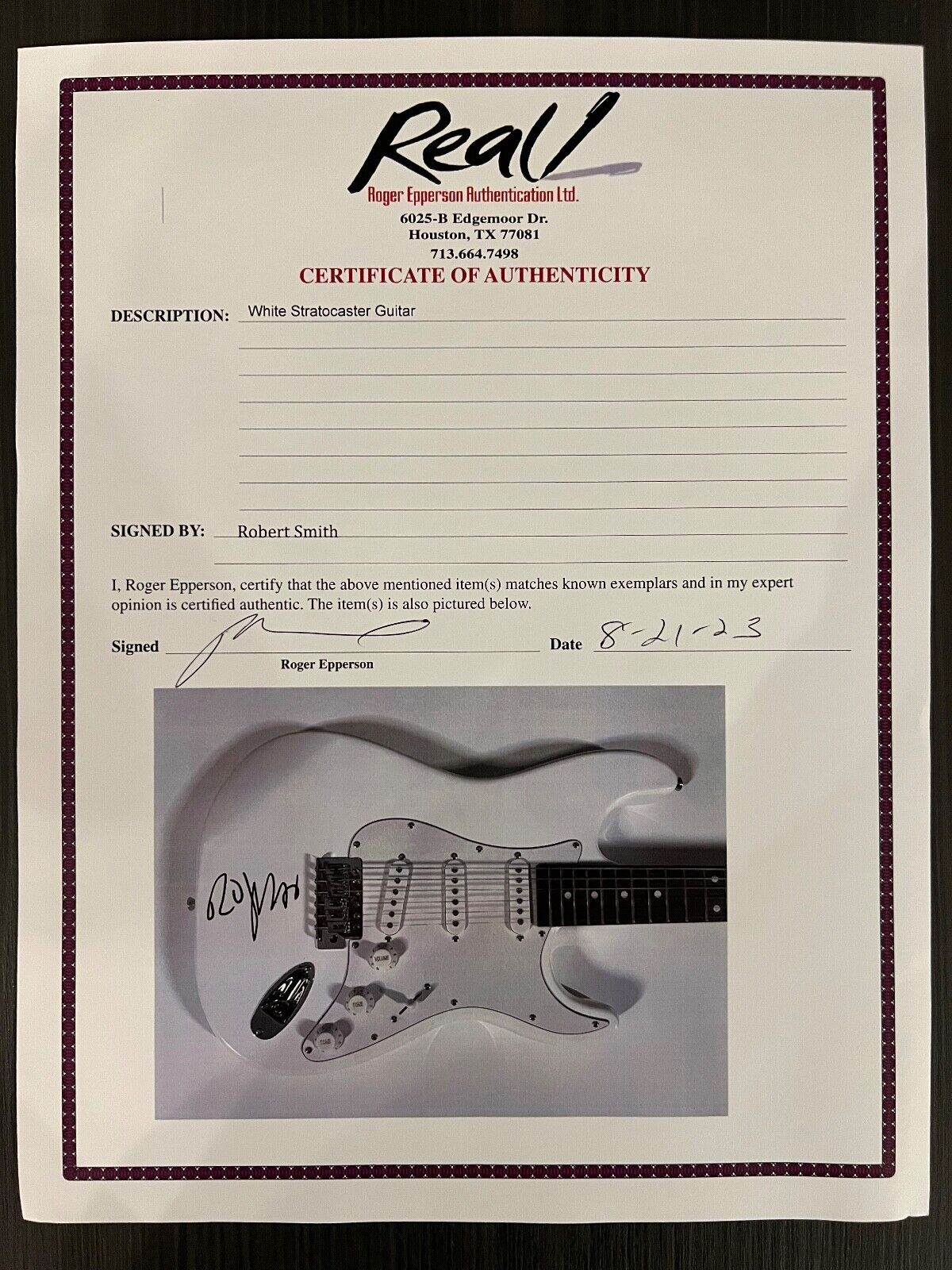 Robert Smith The Cure Signed Autograph Guitar Epperson REAL