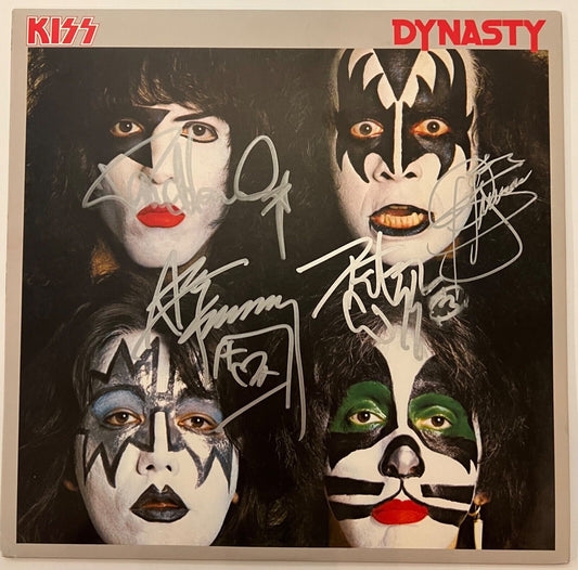 KISS Gene Simmons Peter, Ace, Paul JSA Fully Signed Autograph Record Dynasty
