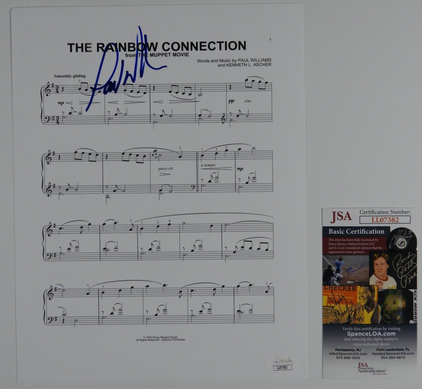 Paul Williams JSA Signed Autograph Photo 8 x 10 Sheet Music