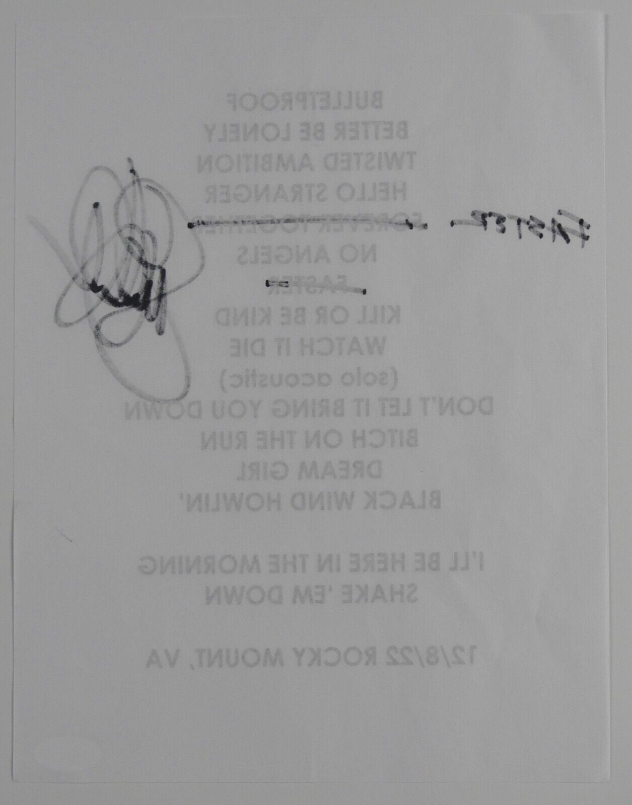 Samantha Fish JSA Autograph Signed Set List 12/8/22