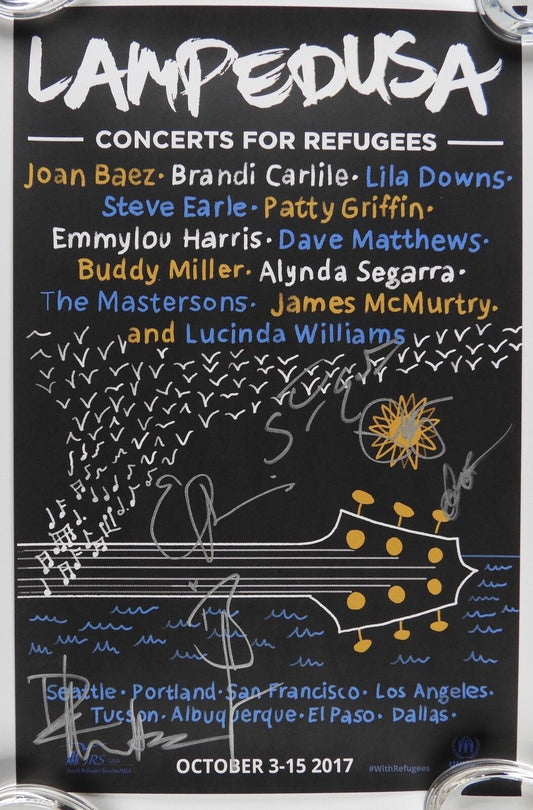 Lampedusa Autograph Signed Poster Dave Matthews, Steve Earl, Brandi Carlile +