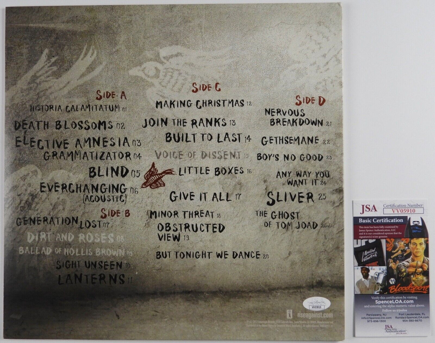Rise Against JSA Signed Autograph Album Record Vinyl Love Forgotten Songs