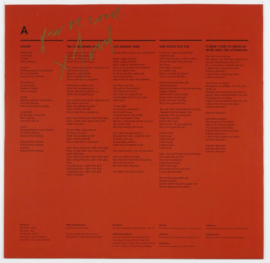 Gord Downie The Tragically Hip JSA Signed Album Inner Sleeve