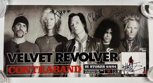 Velvet Revolver JSA Autograph Fully Signed 12" x 24" Poster Slash Duff McKagan +