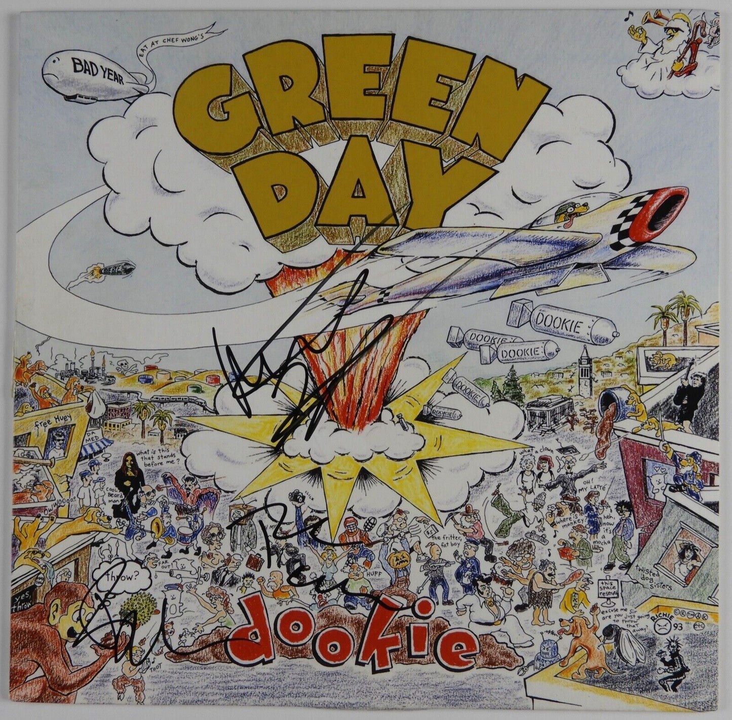 Green Day JSA Fully Signed Autograph Album Record Vinyl Dookie Billie Joe