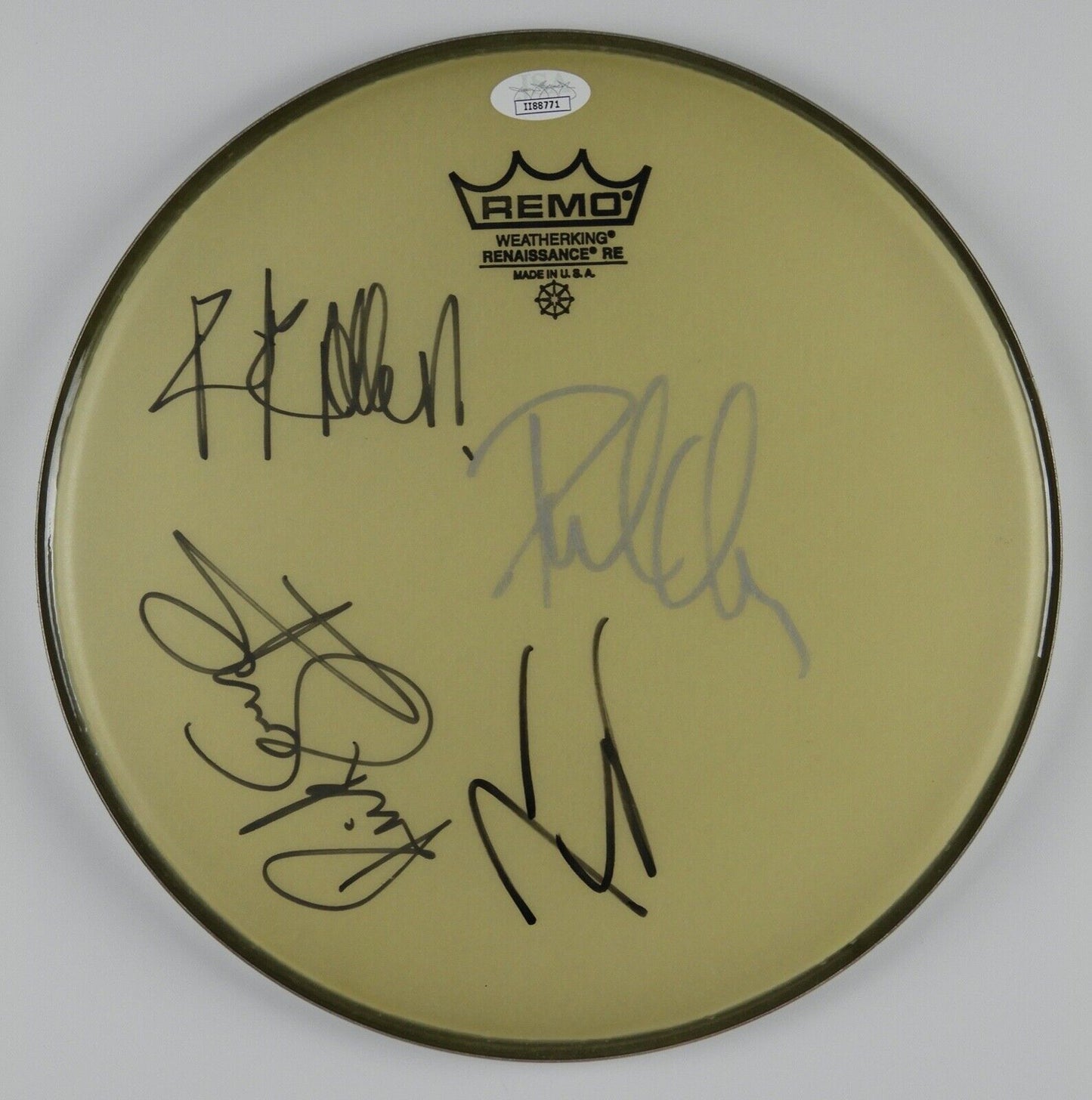 Def Leppard Fully Autograph Signed Drum Head JSA COA 10"