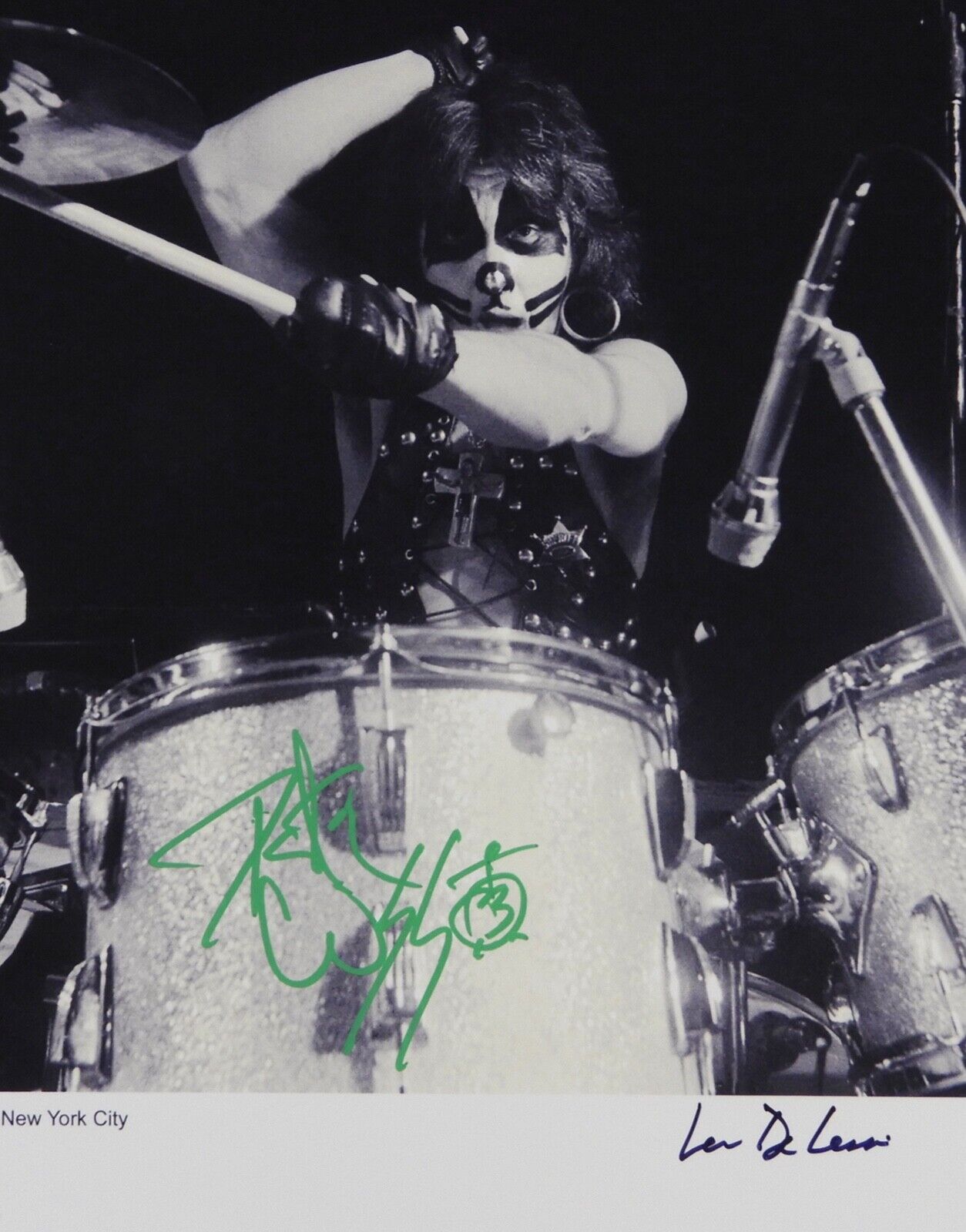 KISS Peter Criss Signed Autograph JSA Beacon theatre 1975 Len DeLessio Photo