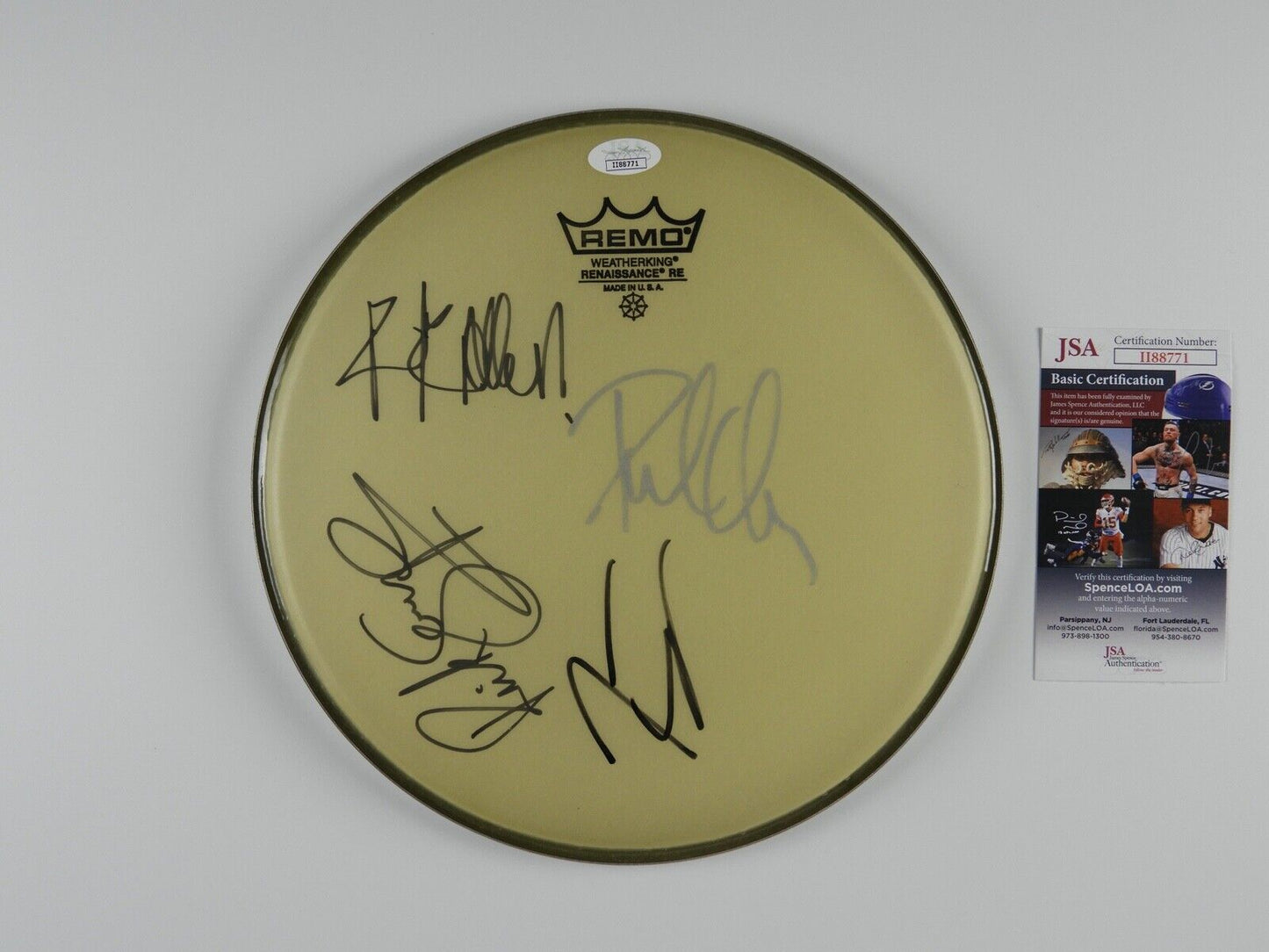 Def Leppard Fully Autograph Signed Drum Head JSA COA 10"