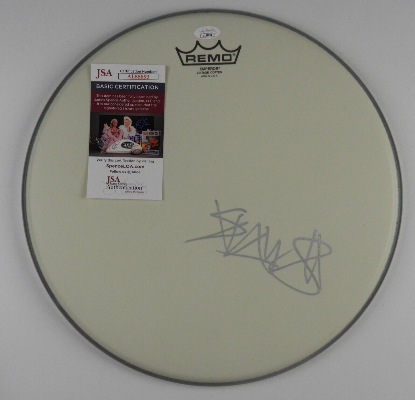 Travis Baker JSA Autograph Signed Drum Head  COA 14" Blink 182