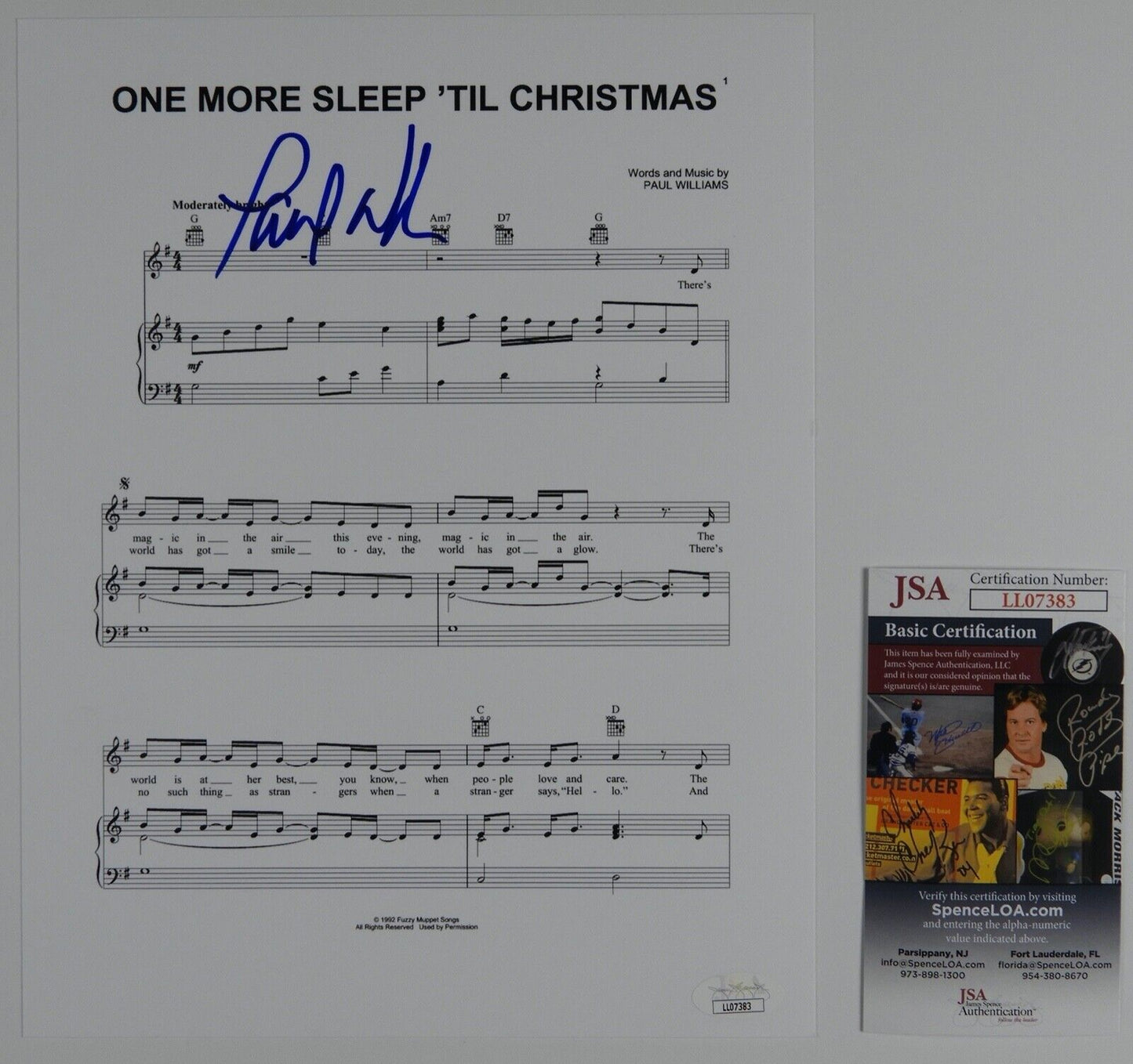 Paul Williams JSA Signed Autograph Photo 8 x 10 Sheet Music