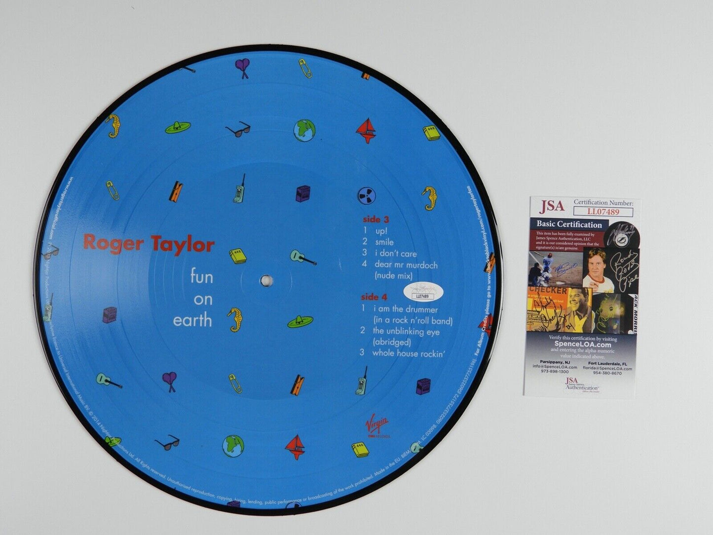Roger Taylor Queen JSA Signed Autograph Album Vinyl Record Fun On Earth