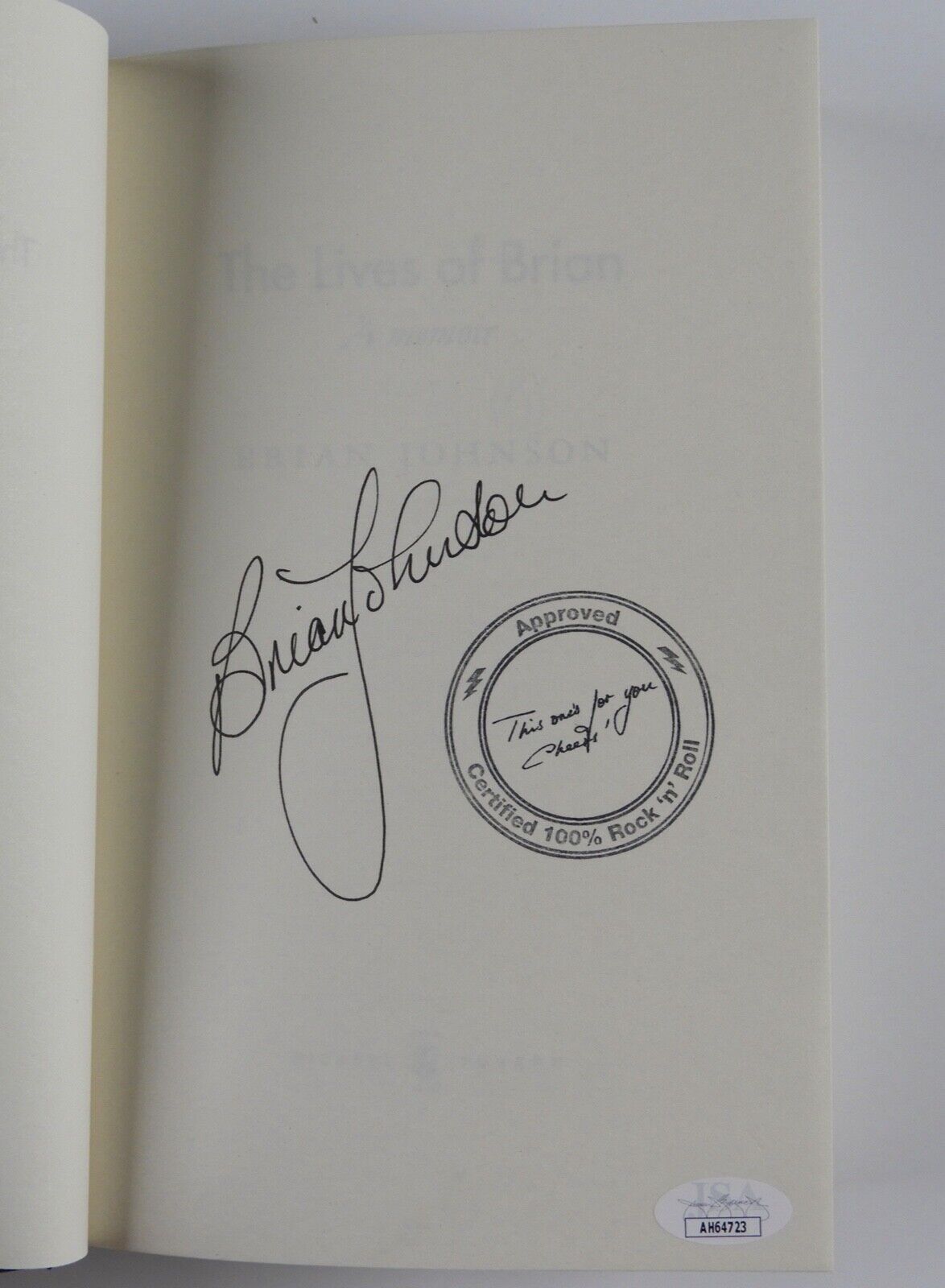 Brian Johnson JSA Autograph Signed Book The Lives Of Brian AC/DC