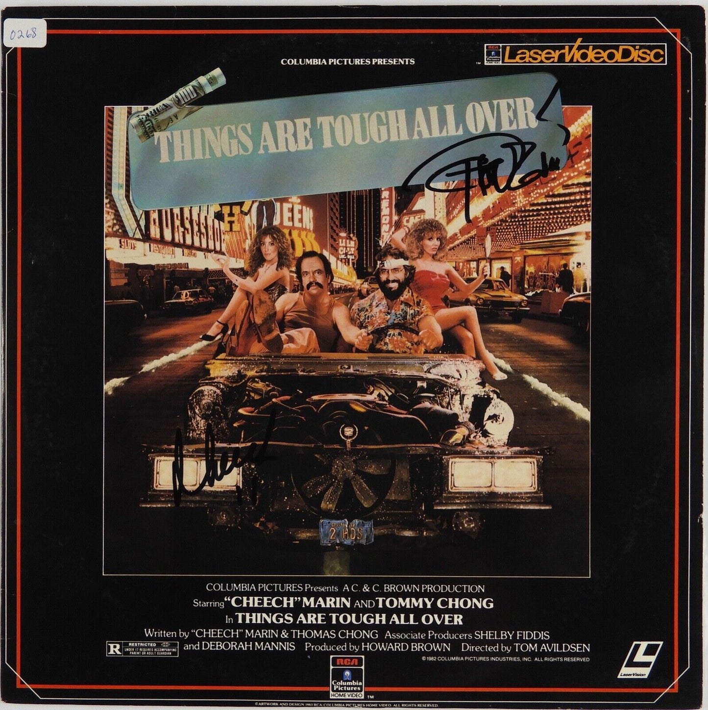 Cheech and Chong Signed Laser Disc Cover JSA Things Are Tough All Over