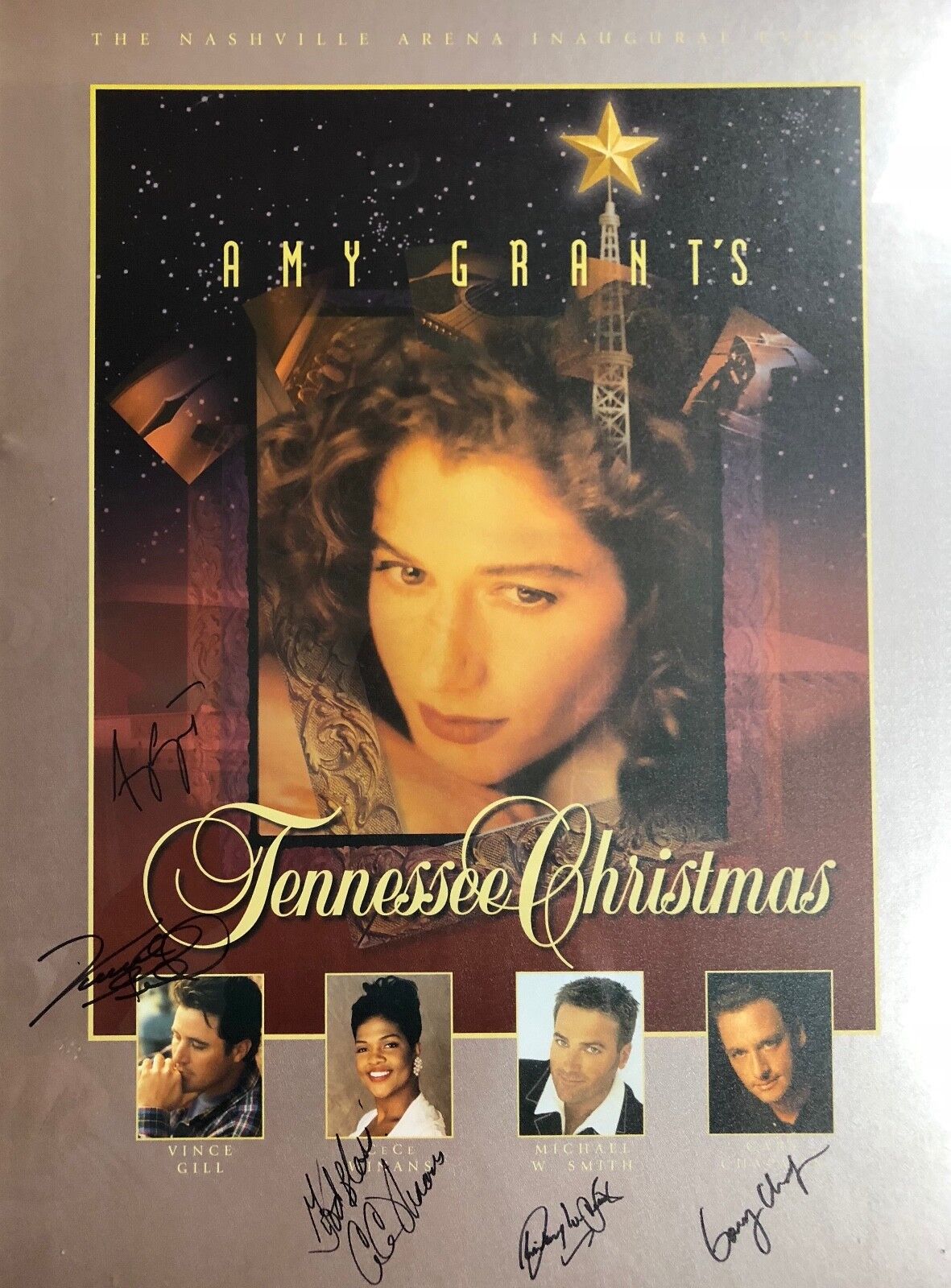 Amy Grant Vince Gill Signed Poster Framed JSA Tennesse Christmas