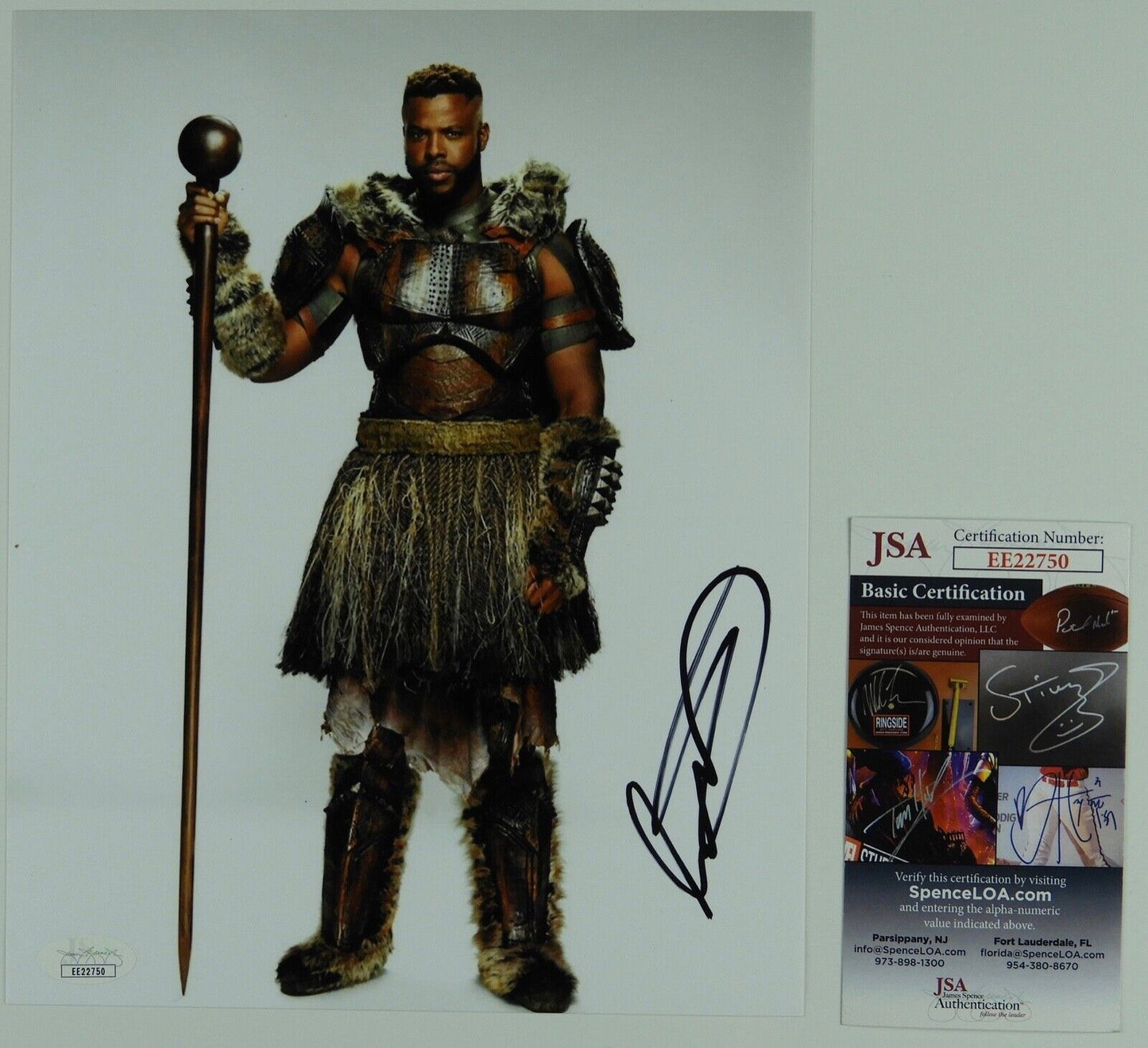 Winston Duke Mbaku Black Panther Animated Autograph Signed 8 x 10 JSA COA