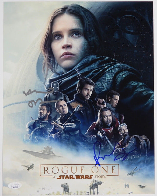 Alan Tudyk & Riz Ahmed JSA Signed Autograph Photo 11 x 14 Star Wars Rogue One