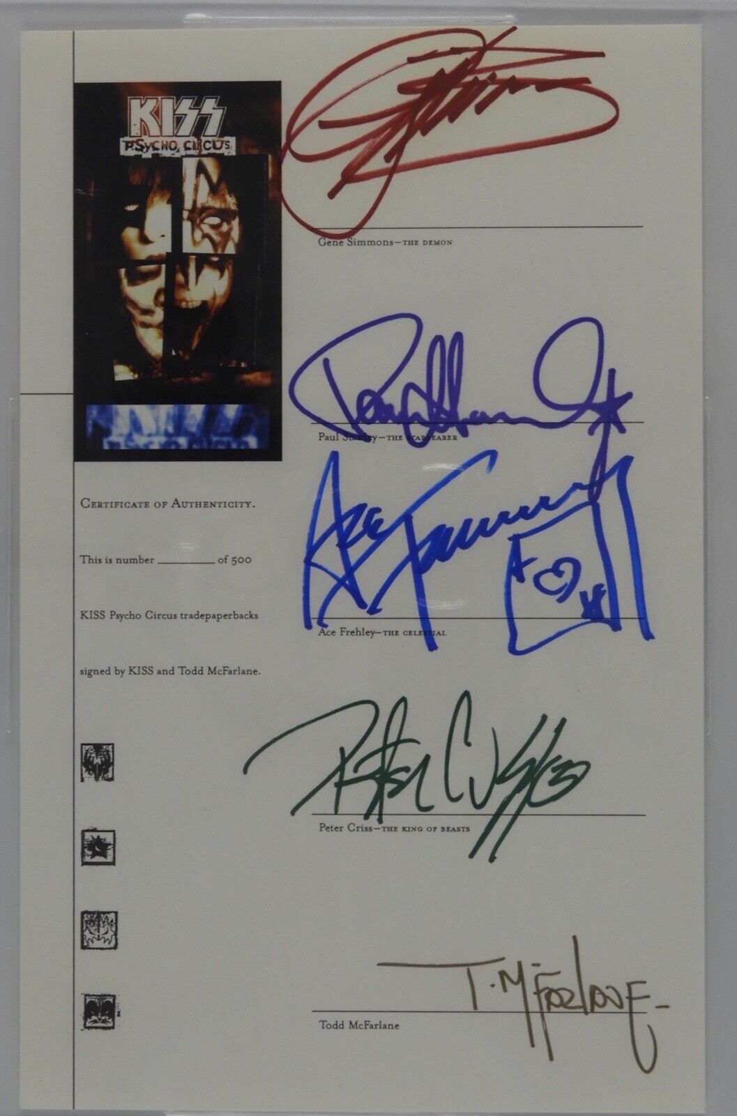 KISS Fully Signed Beckett Todd McFarlane Comic Book insert Gene Simmons +