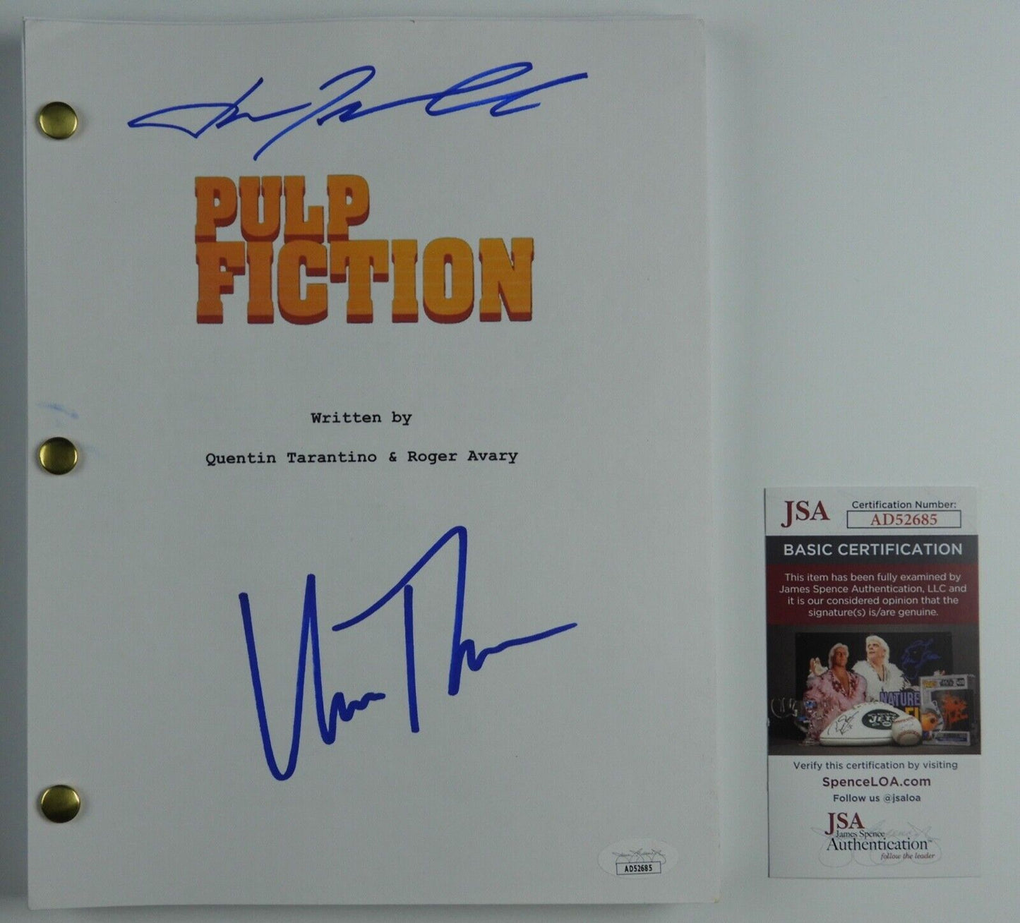 Pulp Fiction John Travolta Uma Thurman JSA Autograph Signed Full Script