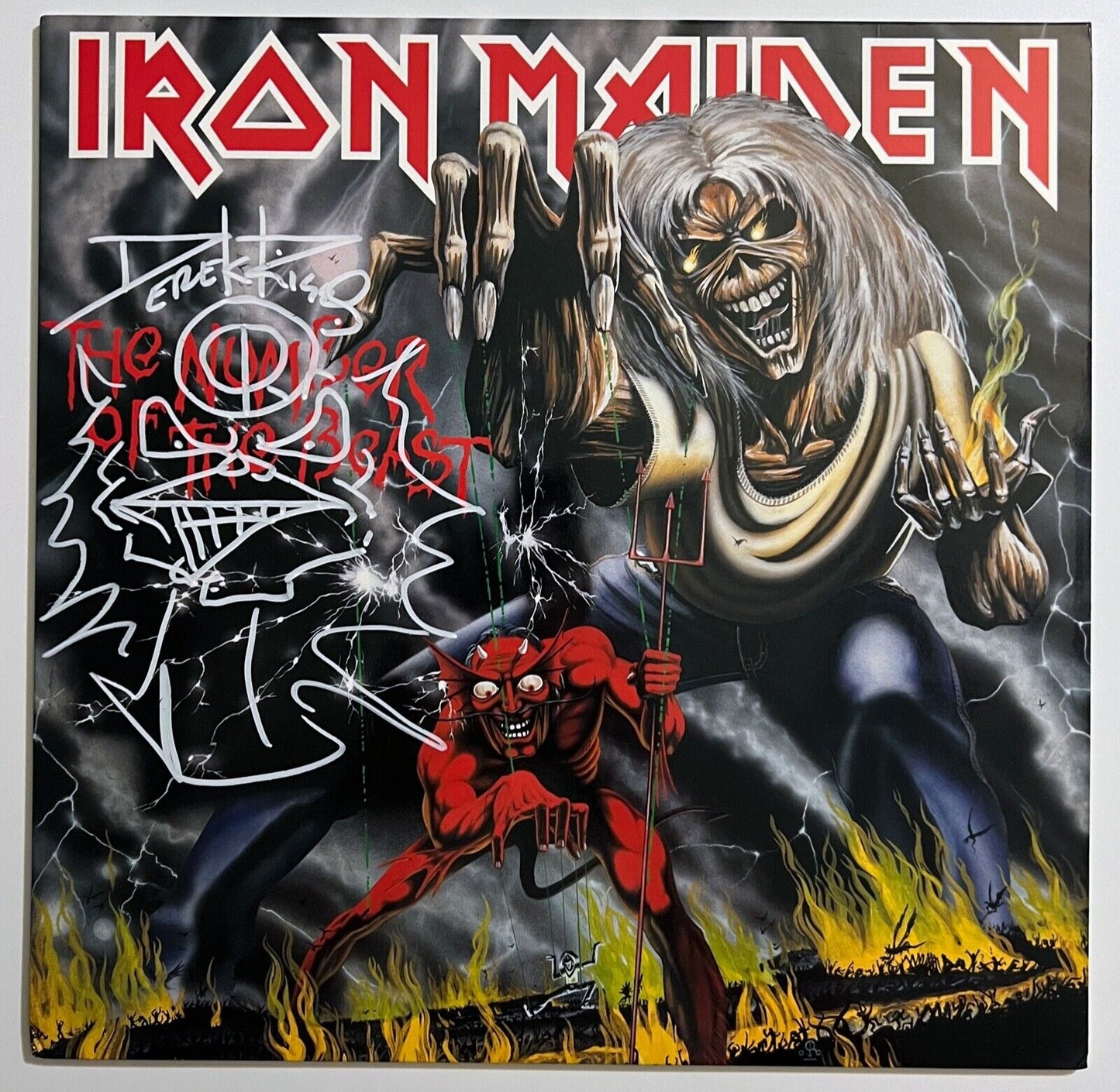 Iron Maiden Derek Riggs JSA Autograph Signed Album with Original Sketch Eddie