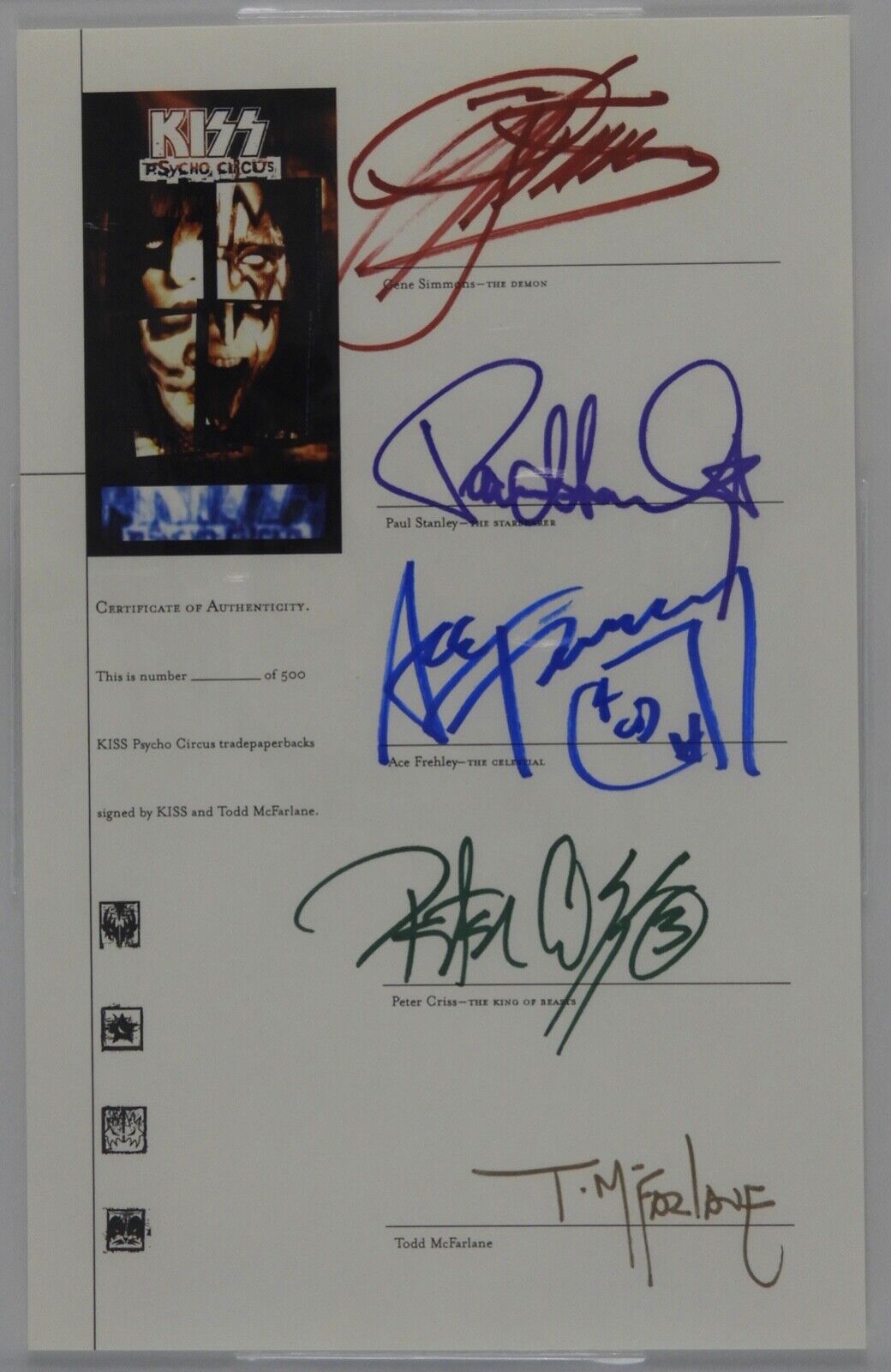 KISS Fully Signed Beckett Todd McFarlane Comic Book insert Gene Simmons +