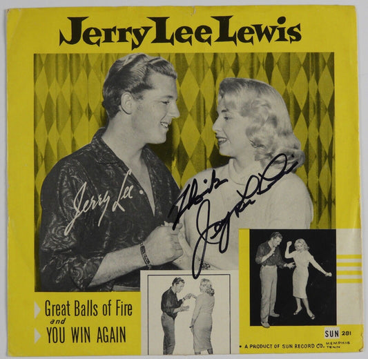 Jerry Lee Lewis Signed Autograph JSA Original Sun 45 Record Great Balls Of Fire