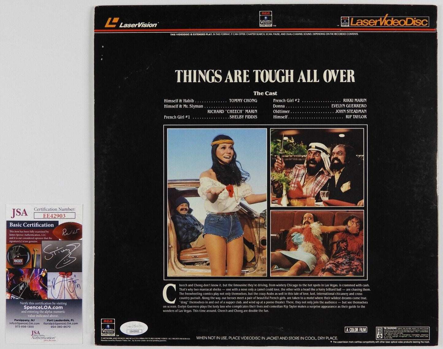 Cheech and Chong Signed Laser Disc Cover JSA Things Are Tough All Over