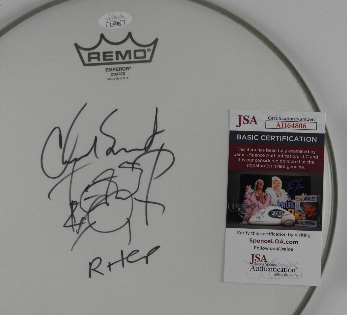Chad Smith Red Hot Chili Peppers JSA Autograph Signed Drum Head 12" Drawing