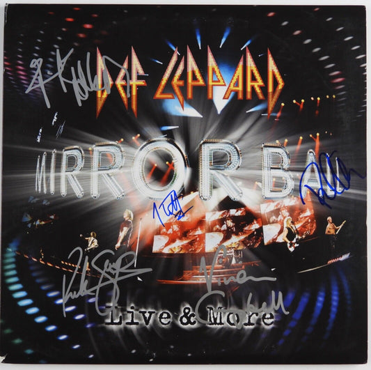 Def Leppard JSA Fully Signed Mirror Ball Live Autograph Album Record Vinyl