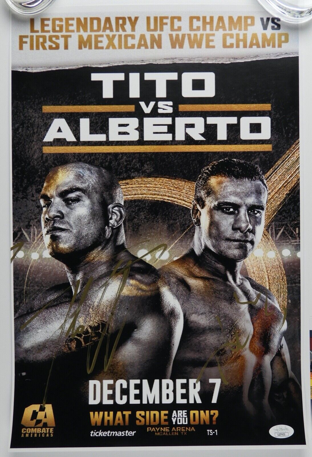 Tito Ortiz VS Alberto El Patron JSA Autograph Signed Poster 12 x 18 UFC WWE