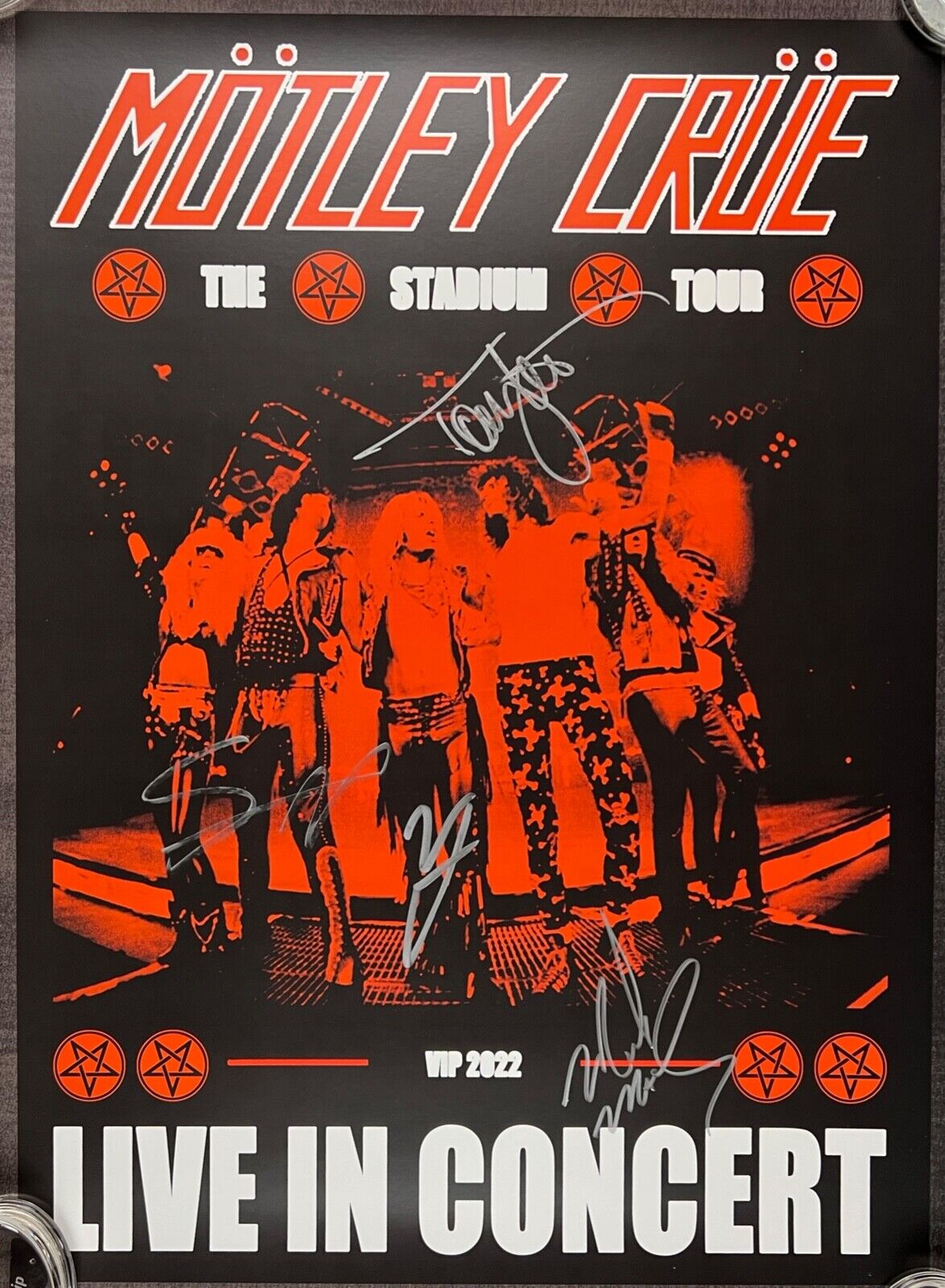 Motley Crue JSA Autographed Signed 2022 VIP Stadium Tour Lithograph Poster