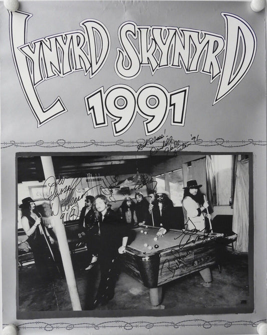 Lynyrd Skynyrd JSA signed autograph Poster Leon Wilkeson Gary Rossington +