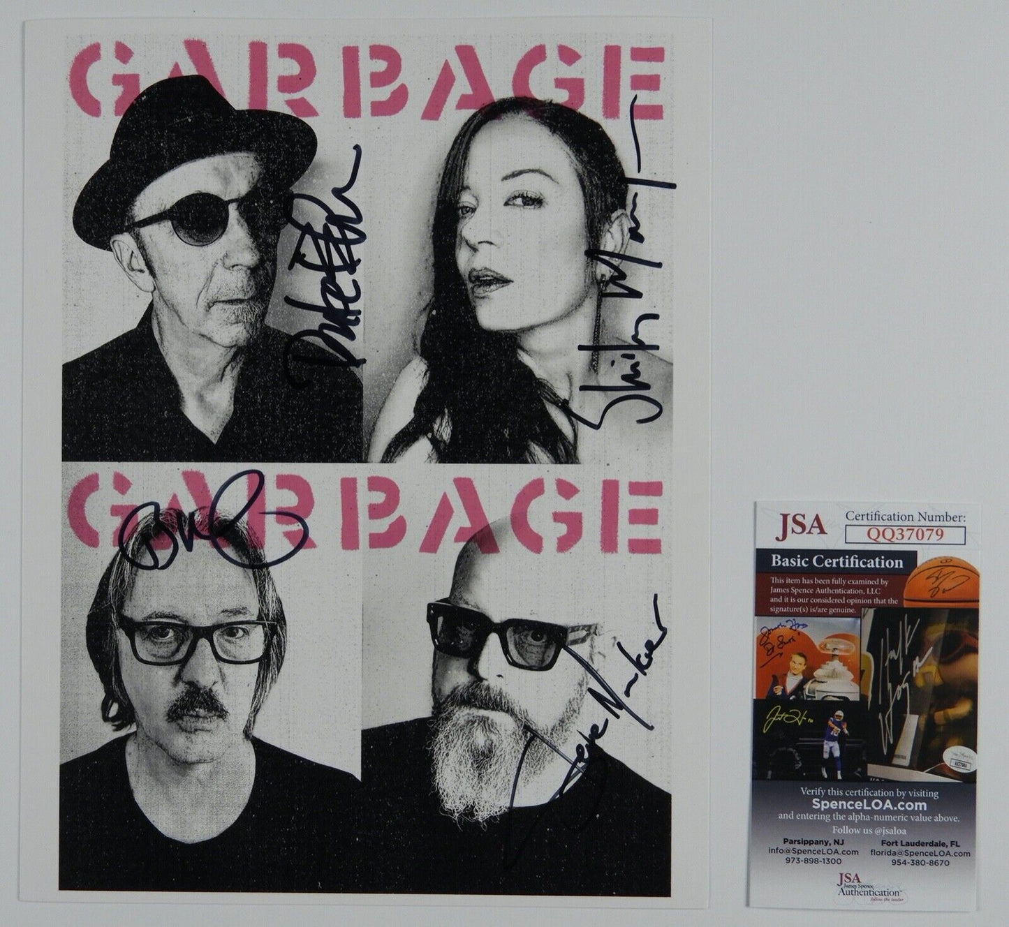 Garbage JSA Signed Autograph 8 1/2 x 11 card with Green Album No Gods No Masters