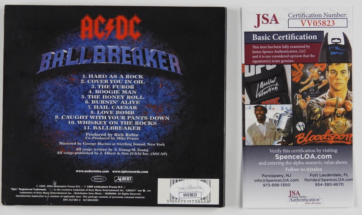 AC/DC JSA Signed Autograph CD Booklet Angus Young Cliff Williams Ballbreaker
