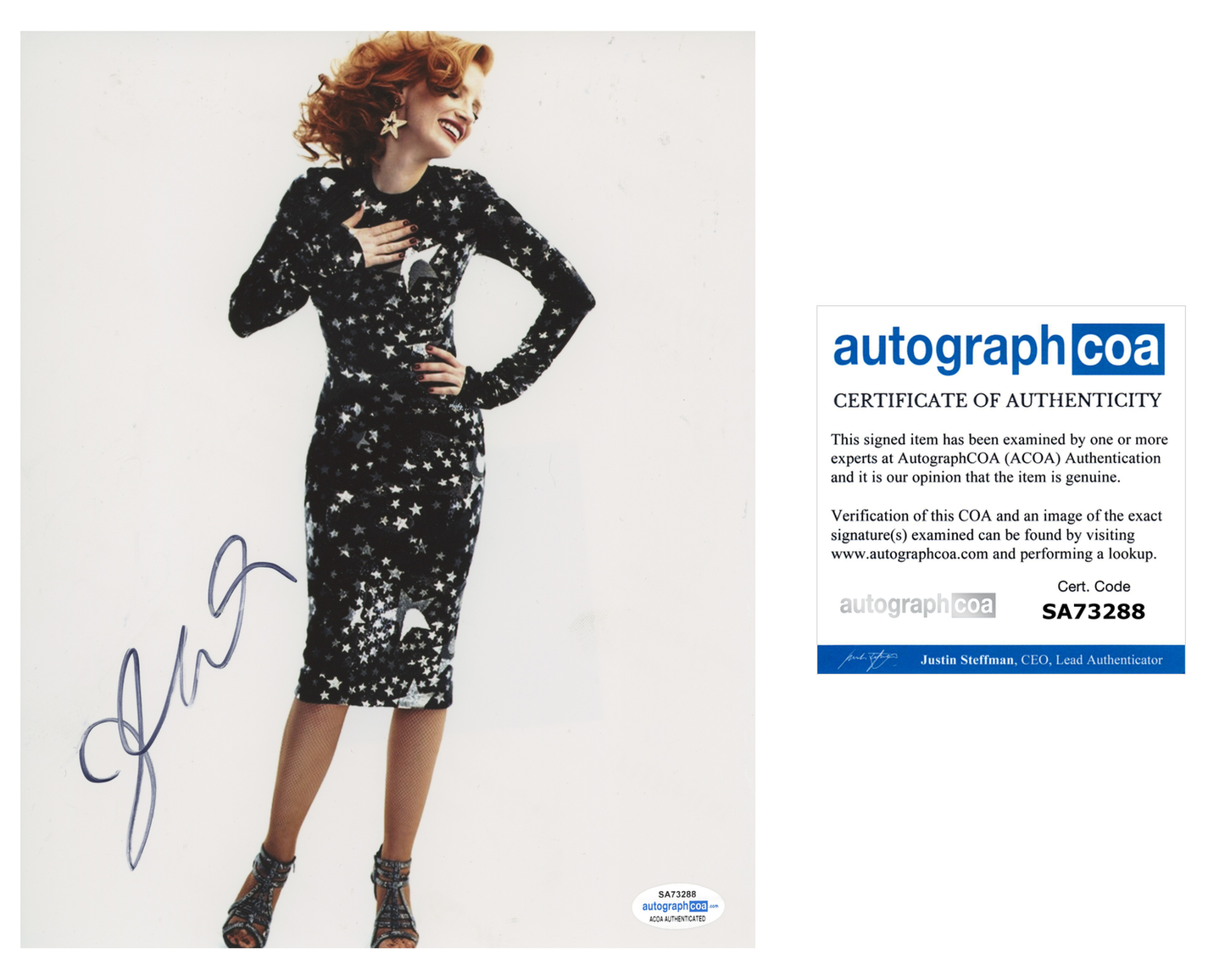 Jessica Chastain Signed ACOA Signed Autograph 8 x 10 Photo