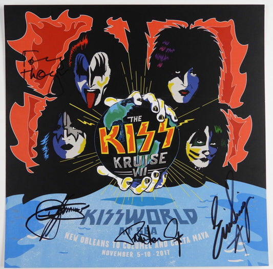 KISS JSA Signed Autograph 12 x 12 Gene Simmons Paul Stanley Kruise Poster