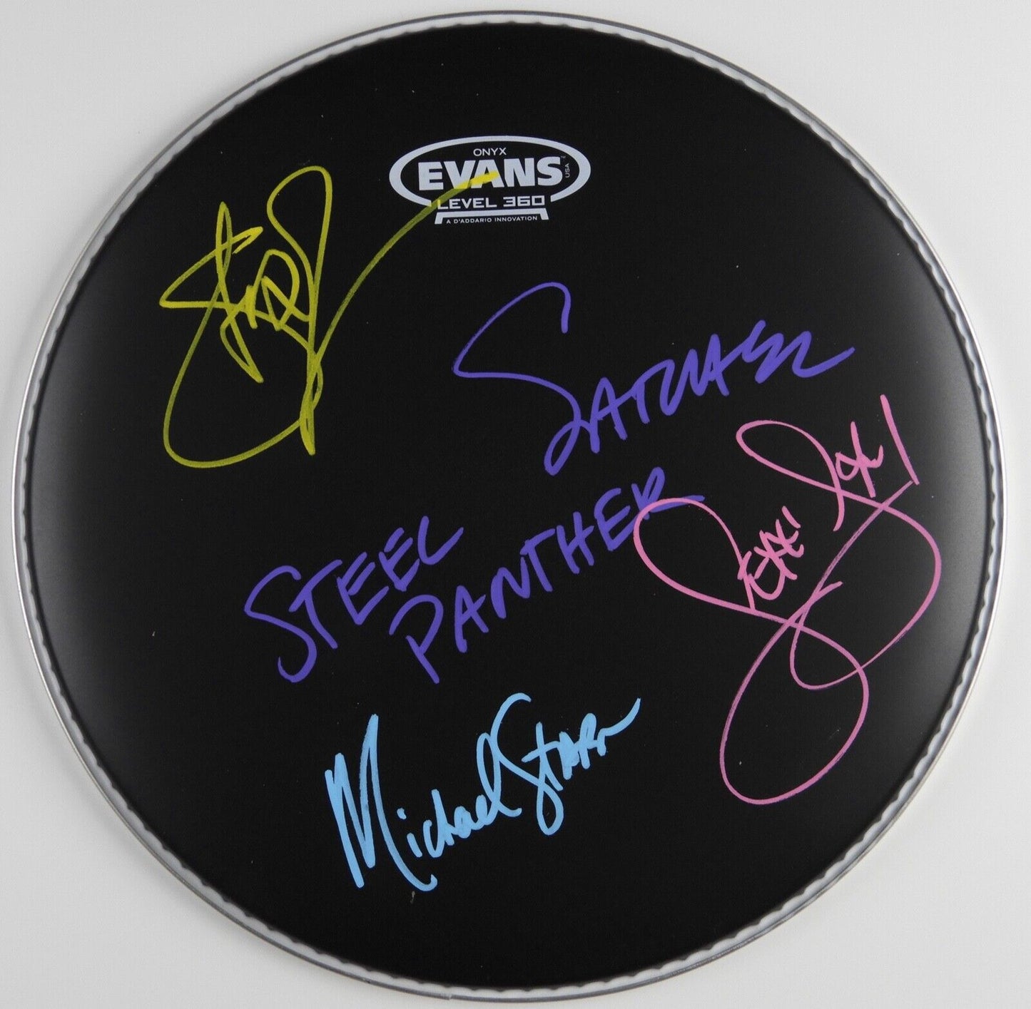Steel Panther Autograph Signed Drum Head REAL 12" Michael Starr Stachel Stix