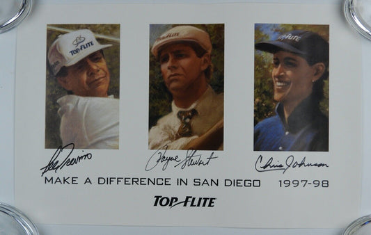 Payne Stewart Lee Trevino Chris Johnson JSA Autograph Signed Golf Poster