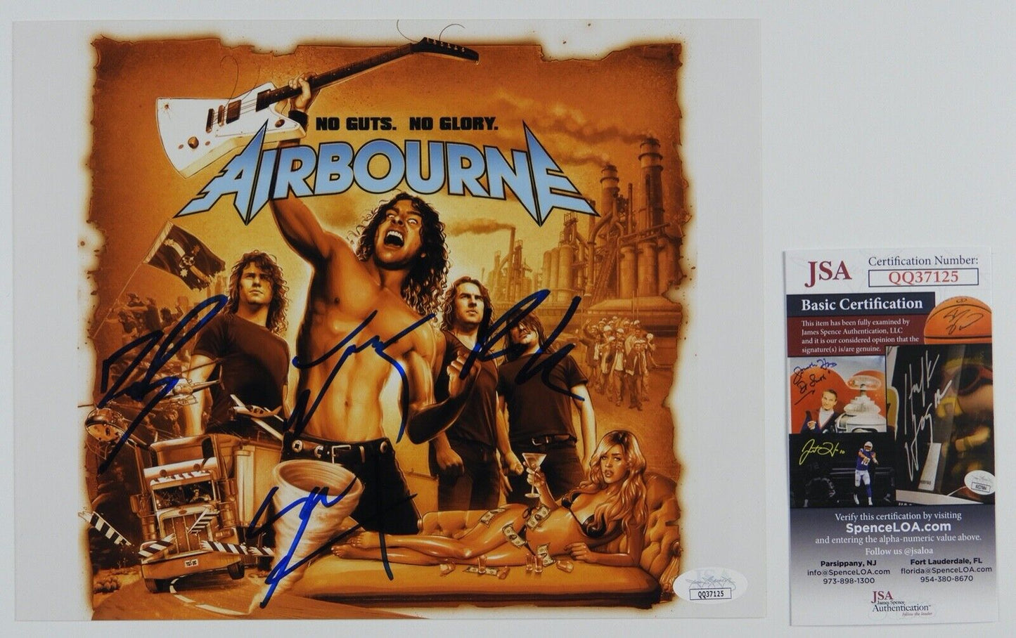 Airbourne Fully Signed JSA Autograph Photo 8 x 10 Joel O'Keeffe Ryan