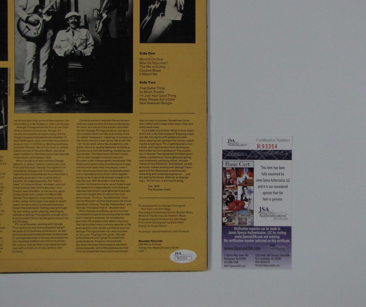 George Thorogood Move It On Over Signed Autograph Record Album JSA Vinyl