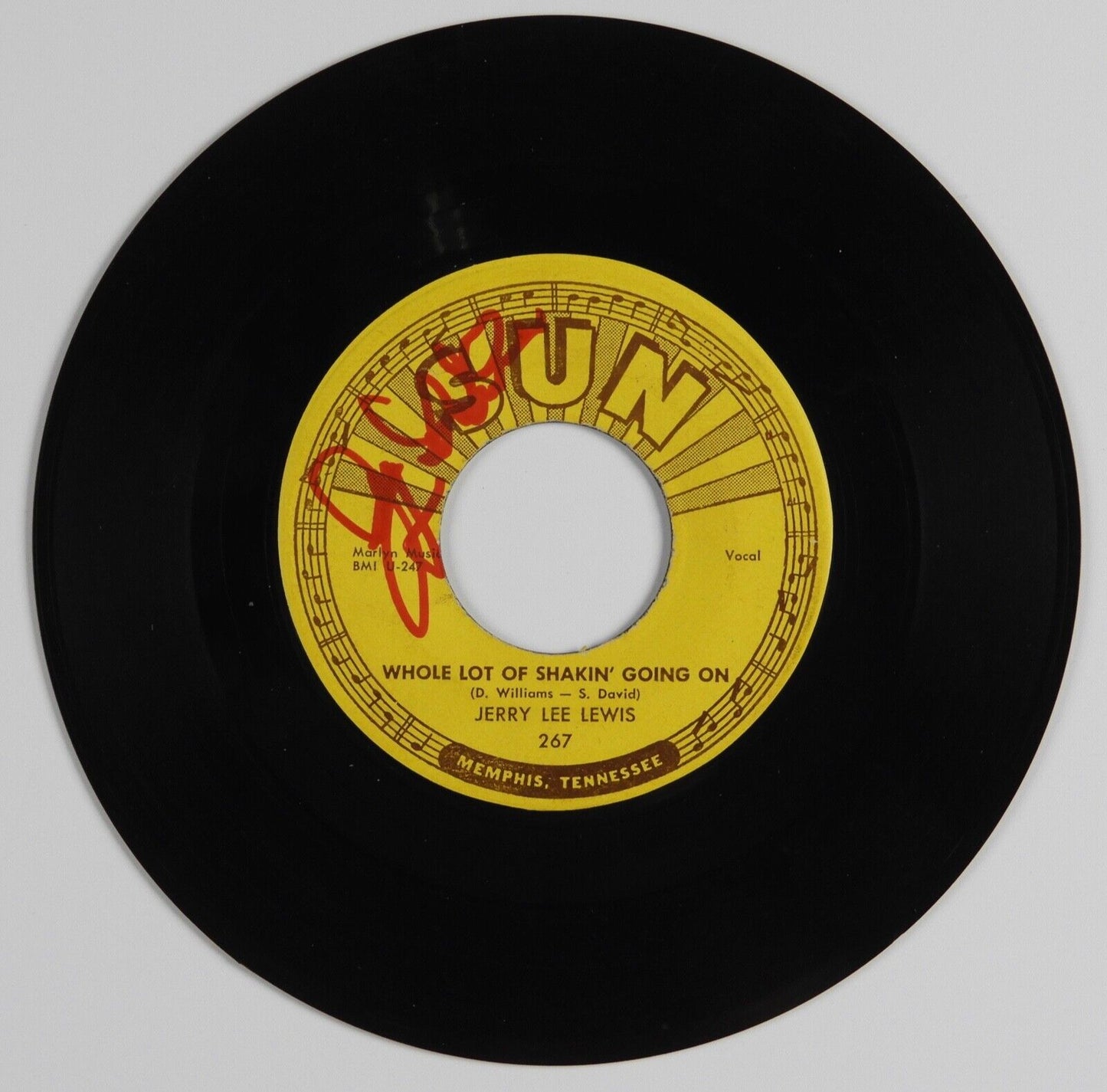 Jerry Lee Lewis Signed Autograph 45 JSA Vinyl Record Original Sun Record