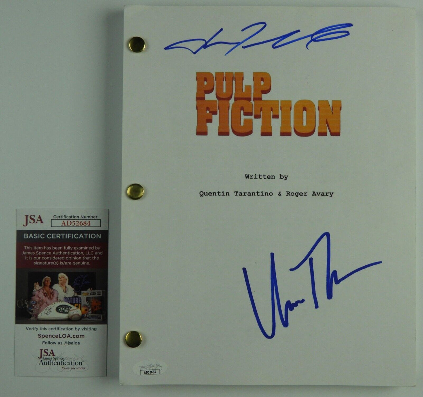 Pulp Fiction John Travolta Uma Thurman JSA Autograph Signed Full Script