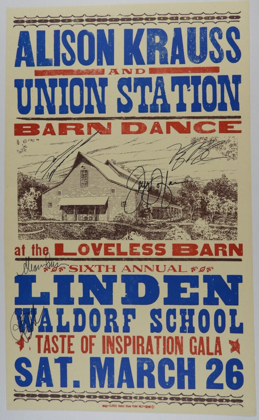 Alison Krauss & Union Station Hatch Show Print  Poster JSA Signed Autograph