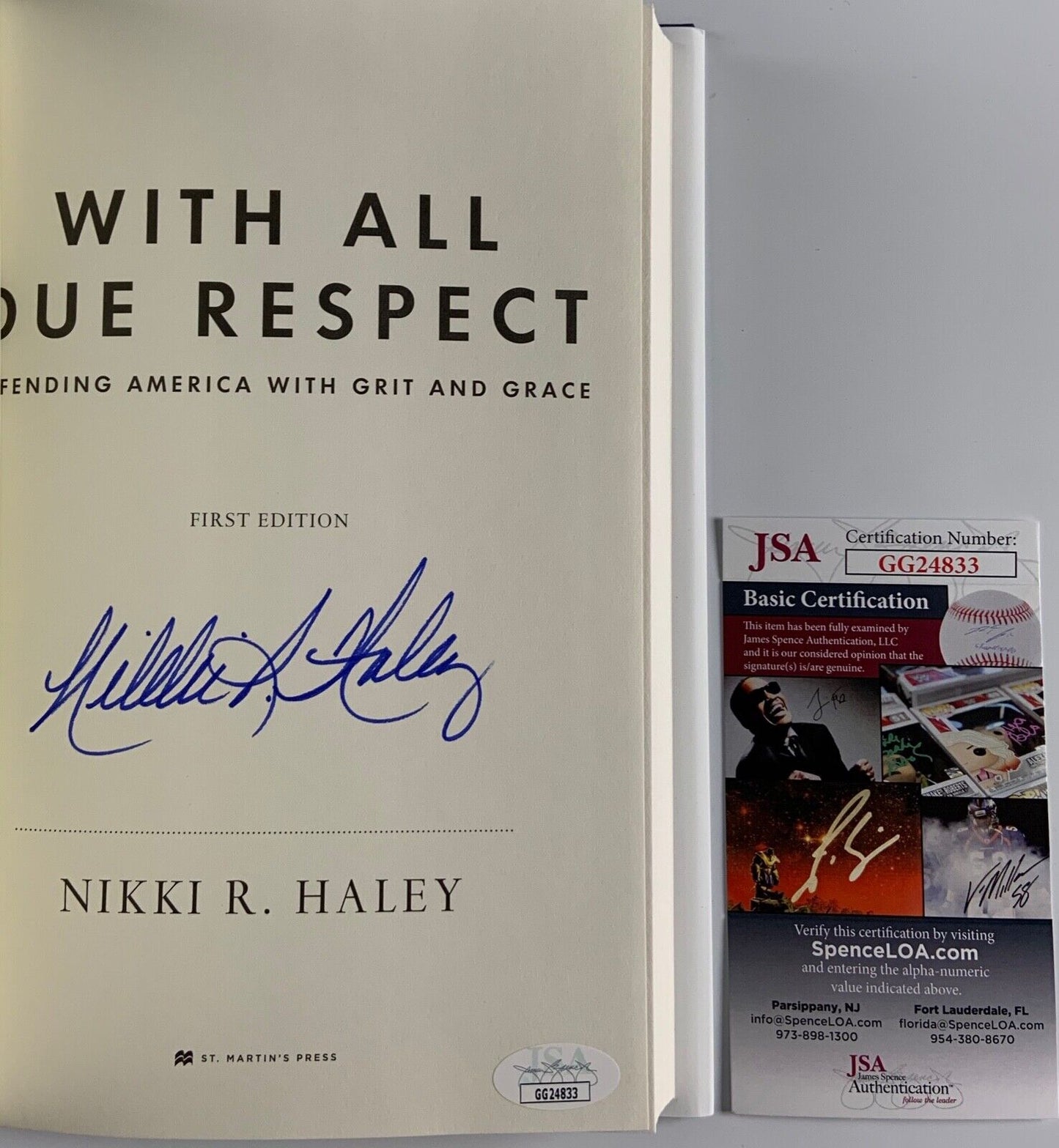 Nikki R Haley Signed Autograph Book With Due All Respect JSA COA First Ed