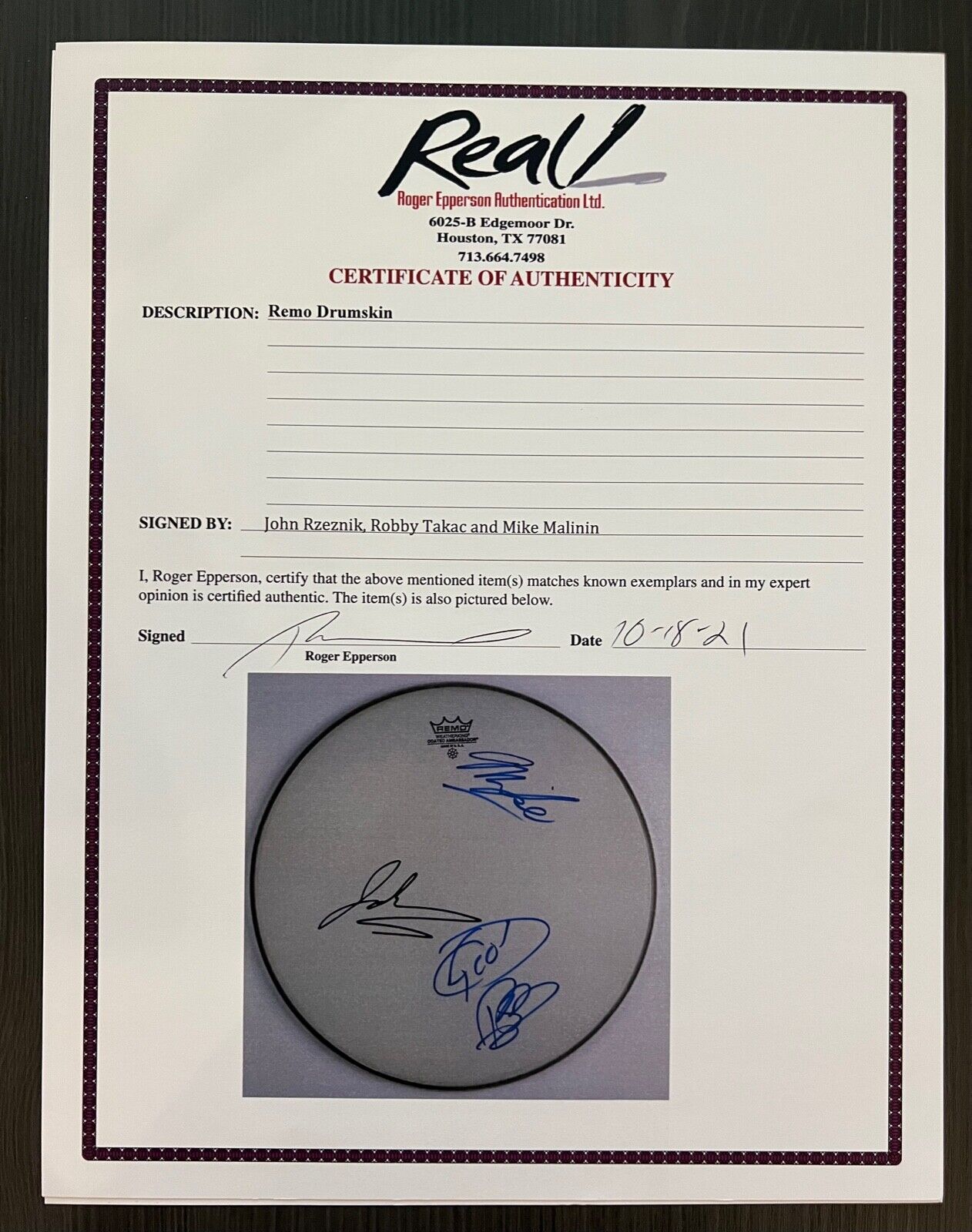 The Goo Goo Dolls Autograph Signed Drum Head REAL COA 14" Fully Signed