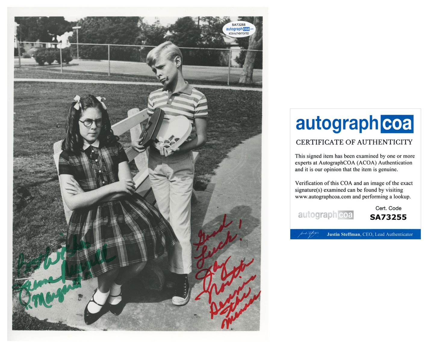 Jay North Dennis The Menace Jeanne Russell  ACOA Signed Autograph 8 x 10 Photo