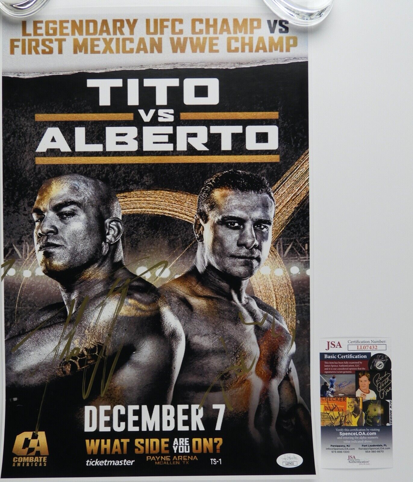 Tito Ortiz VS Alberto El Patron JSA Autograph Signed Poster 12 x 18 UFC WWE